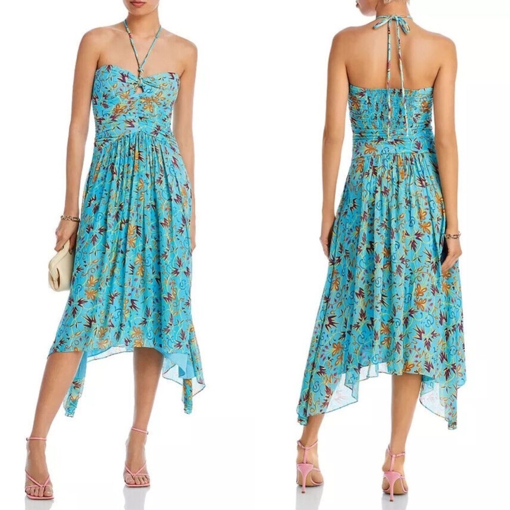A.L.C. NWT handkerchief hem midi halter dress silk